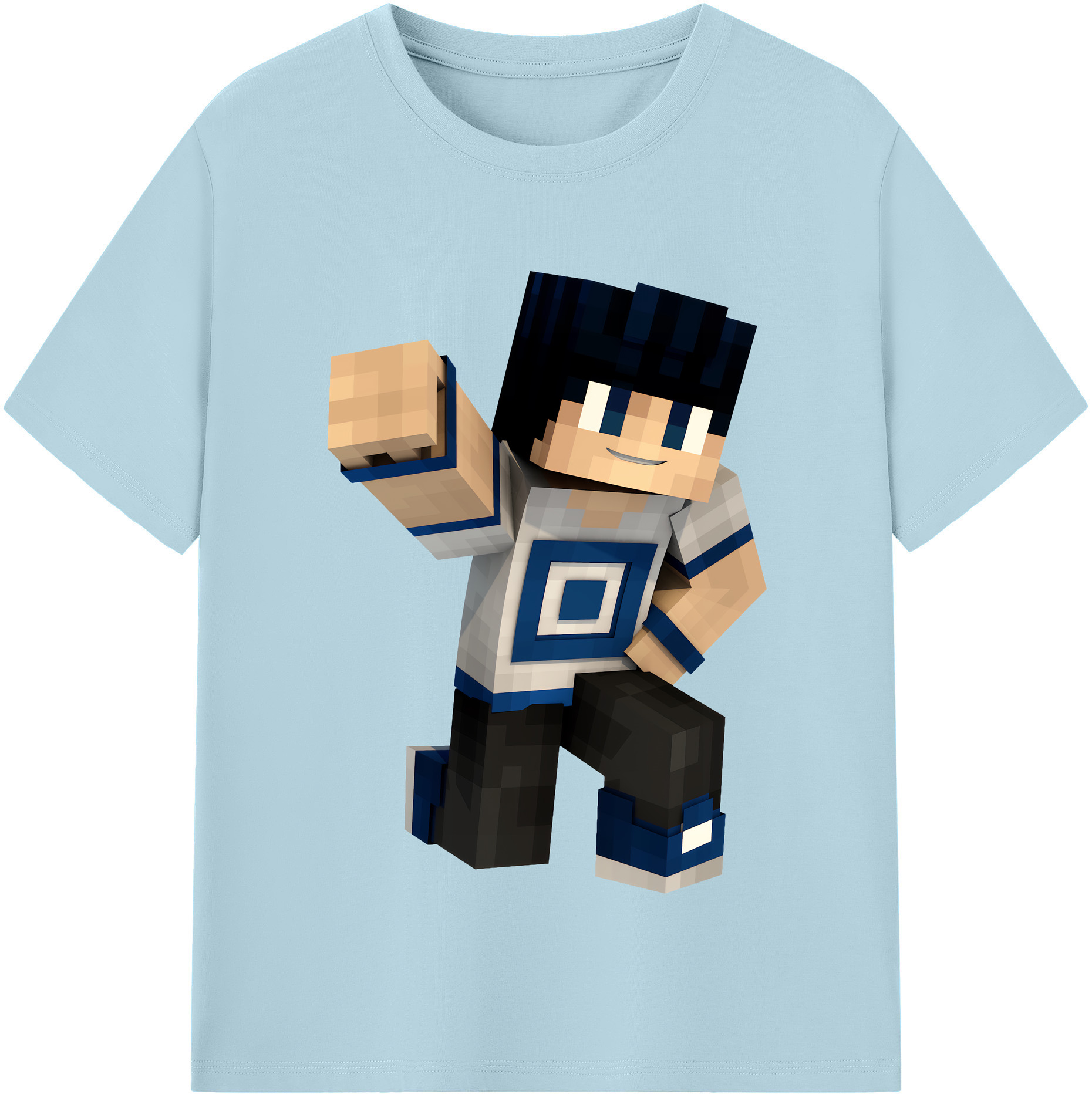 （画像用） マインクラフト ブロックの世界 Minecraft MC Block world 綿100％半袖Tシャツ（フロントプリント）